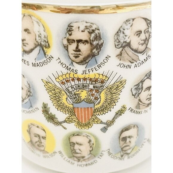 Vintage American Presidents Mug 1966 Chadwick-Miller Cup Faces Eagle Japan - Picture 7 of 10